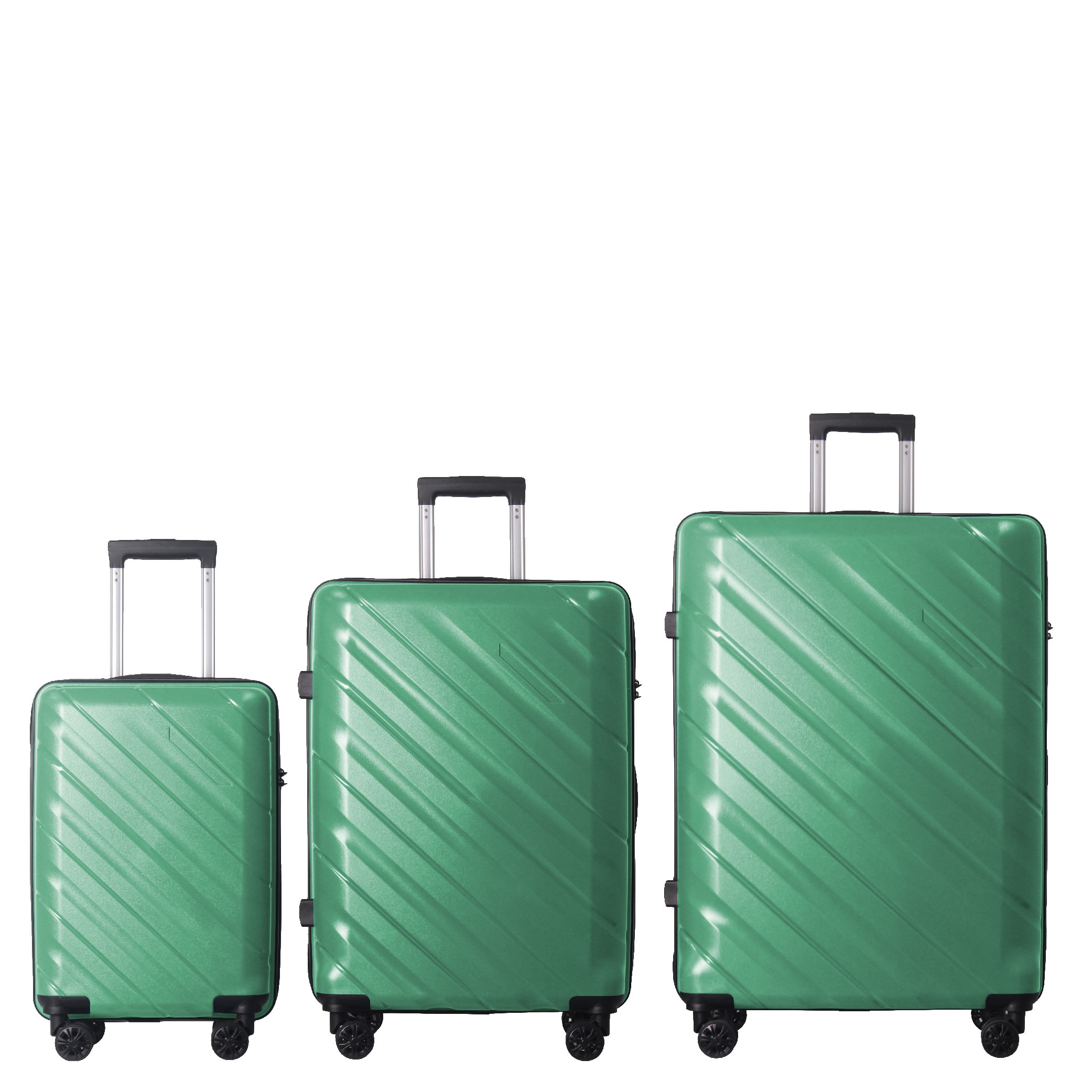 3-Piece Luggage Sets (20", 24", 28"), Suitcase With Wheels, Hardside Suitcase With Four Spinner Wheels And Scratch-Resistant Surface, Green_voghion.com
